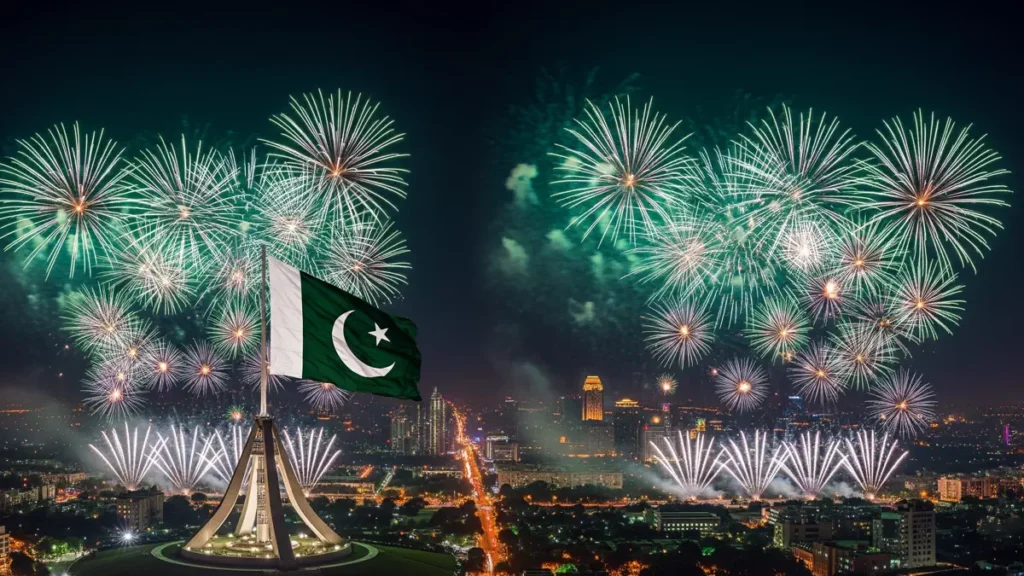 A beautiful view of fireworks at night